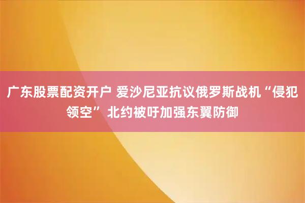 广东股票配资开户 爱沙尼亚抗议俄罗斯战机“侵犯领空” 北约被吁加强东翼防御